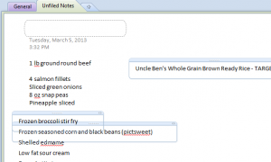 OneNote Grocery List