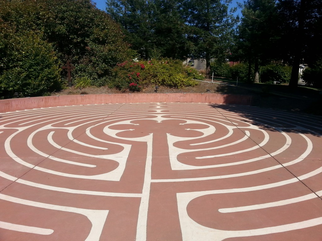 Labyrinth in concrete and paint.